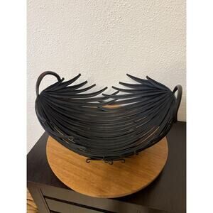 Palecek Metal Palm Leaves Centerpiece Bowl 13”x12” Sculpture Iron